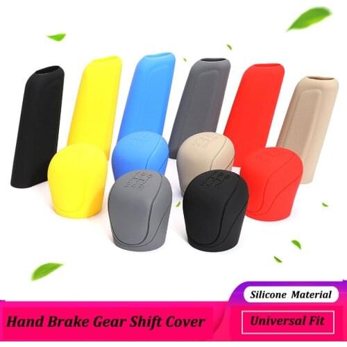 2Pcs/Set Universal Car Silicone Shift Gear Cover Head Knob Protector Cover Handbrake Sleeves Hand Brake Gear Case Car Accessorie