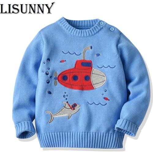 2021 Autumn Winter Boys Girls Sweater cartoon submarine children knitted Kids Pullover Clothes Jumper Baby Sweaters 1-6y