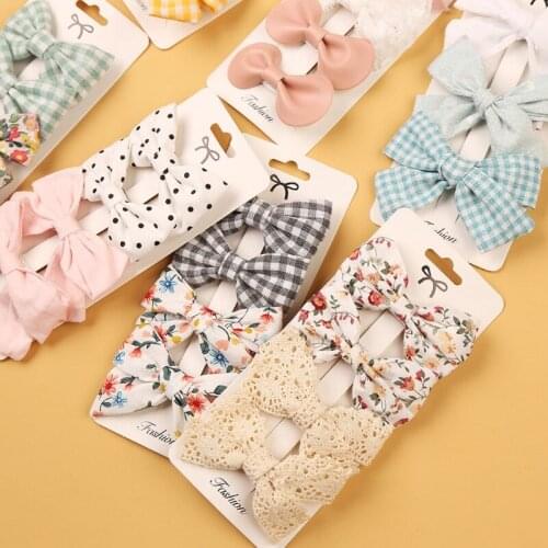 4 Pcs/Set Girls Cute Bowknot Hairpins Children Sweet Barrettes Hair Clips Fashion Kids Headwear