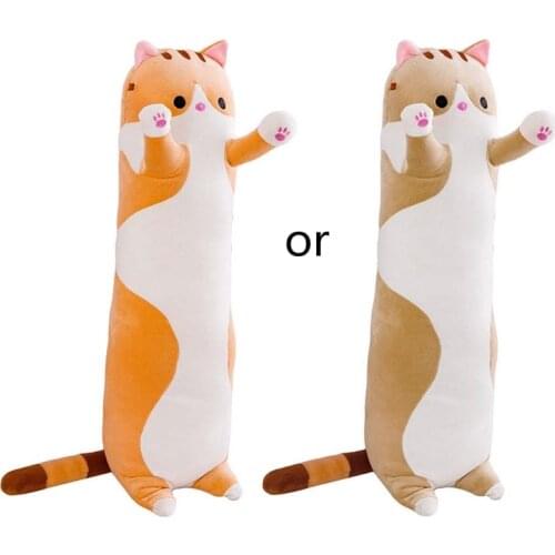 50/70/90cm Long Strip Cute Cat Plush Doll Stuffed Animal Soft Cuddly Toy Pillow P31B