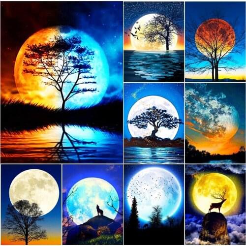 5D DIY Diamond Painting Scenery Art Moon Full Round Diamond Mosaic Embroidery Landscape Cross StitchSale Home Decoration Gift