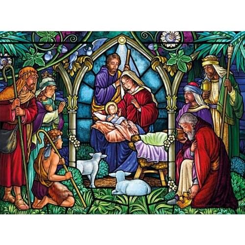 5D Diy Diamond Painting Kits Stained Glass Nativity Full Square Embroidery Mosaic Cross Stitch Wall Home Decor Gift