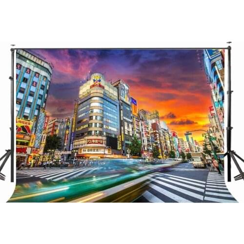 7x5ft Photography Backdrop Japanese Street Scene Backdrop Dusk View Phototgraphy Background