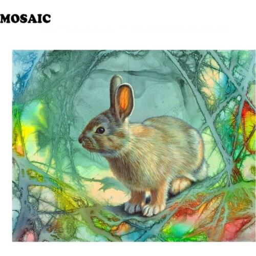 Mocaic Diamond embroidery rabbit 5d diy diamond painting aniamls picture full square rhinestones painting decor art E24