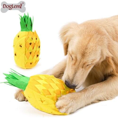 Pineapple pet plush toys Sniffing IQ toys Molar teeth leakage training to accompany Golden Retriever Teddy voice toys