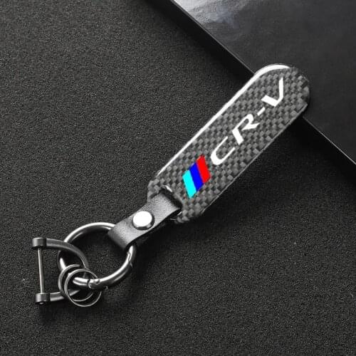Carbon fiber Car Logo key ring Car Key Chain Rotating Horseshoe Rings for Honda CRV 2021 2020 2019 2018 2017 2016 car accessorie
