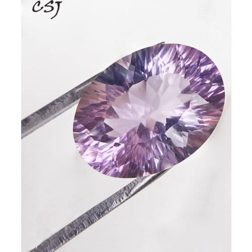 CSJ 100% natural amethyst oval concave cut loose gemstone concave cut for 925 silver or gold top fine jewelry mounting