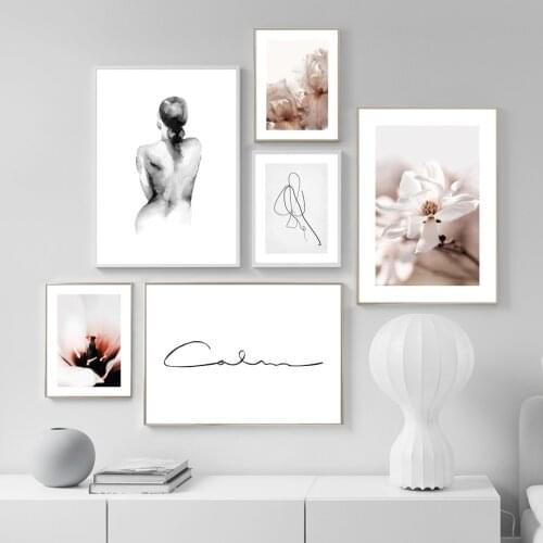 Floral Botanical Poster Line Art Legs Prints Wall Art Watercolor Nude Canvas Painting Minimalist Picture Living Room Decoration