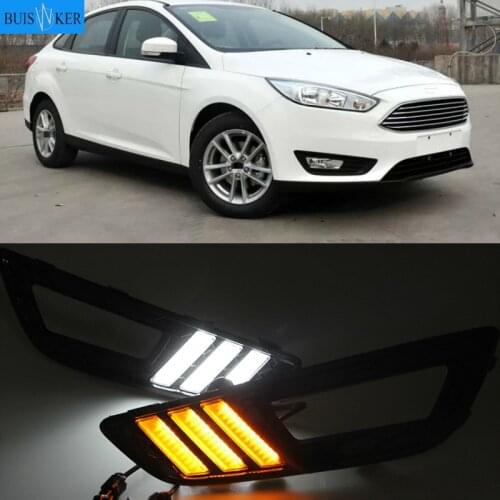 2PCS For Ford Focus 3 mk3 2015 2016 2017 2018 Turn signal and dimming style Relay 12V LED Car DRL daytime running light Fog lamp