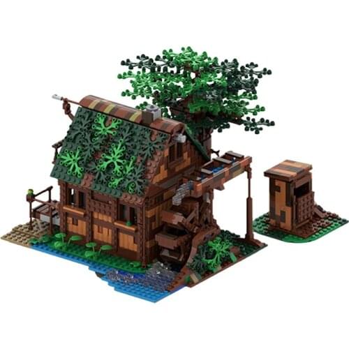 MOC Architecture The Medieval Farm Watermill House Building Blocks Set Villa Tree Hut Bricks Idea Toy For Children Birthday Gift
