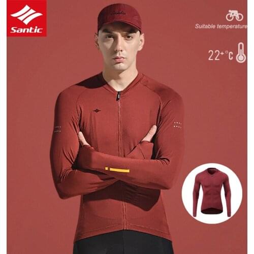 Santic Spring Autumn Men Long Sleeve Cycling Jacket Road Mountain Bike Clothing Downhill Breathable Road Bike Jacket
