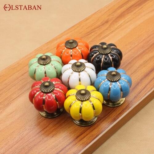 Ceramic Handle Seven Color Pumpkin Cartoon Pastoral Modern Simple Shoe Cabinet Wardrobe Wine Cabinet Cabinet Drawer Handle
