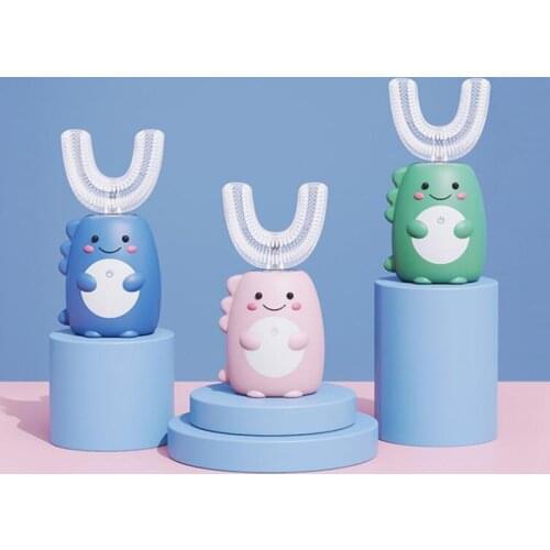 Kid Sonic Electric Toothbrush Children Automatic Oral Cleaning Device USB Charging Sonic Cute Dinosaur U-Shaped Teeth Care