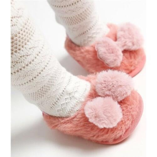 0-18M Cute Newborn Infant Baby Girls Crib Shoes Soft Cotton Plush Bow Princess Shoes Toddler Girls Gifts