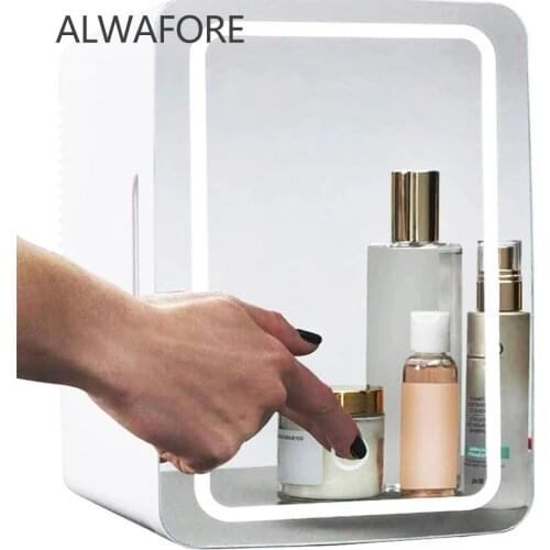 Mini Makeup Fridge with Makeup Mirror,8L Cosmetic Refrigerator Cooler and Warmer Freezer for Perfume Beauty Skincare Products