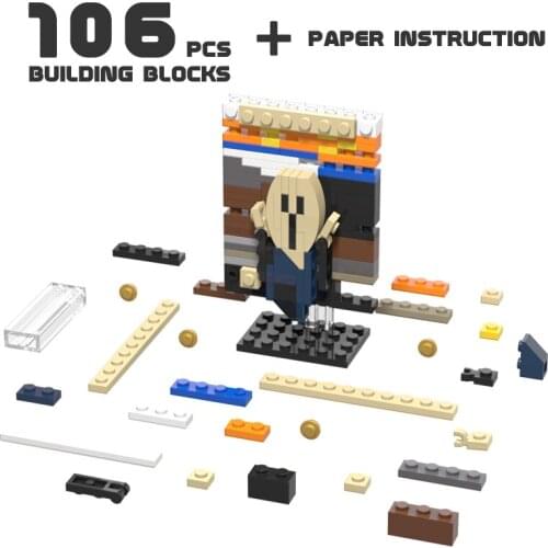 MOC Wall Painting Blocks Pixel Art Bricks Famous Paintings Building Blocks Starry Night Kanagawa Pearl Girl Childrens Gifts