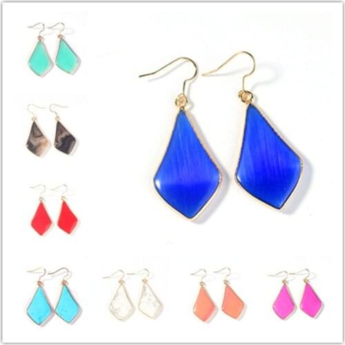 Trendy-beads Popular Light Yellow Gold Color Water Drop Quartz Stone Hook Earrings Statement Jewelry