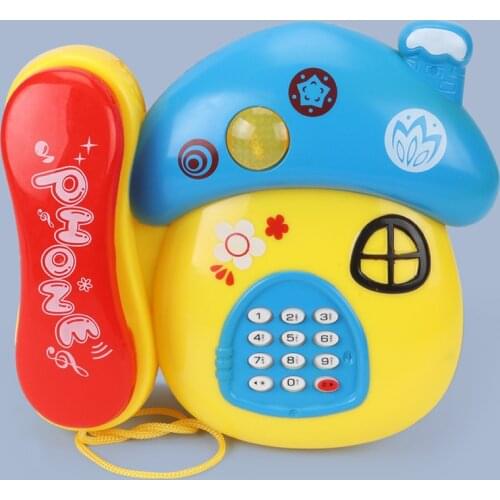 Sound Light Early Childhood 0-12 Months Cartoon Mushrooms Telephone Children Musical Electronic Toy Phone Random Color