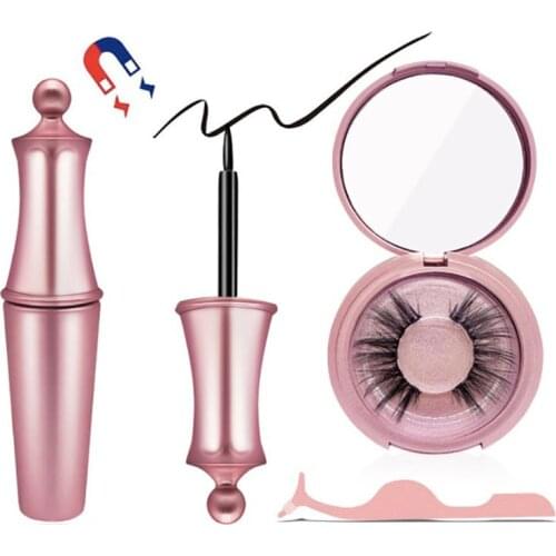 Magnetic Eyeliner Eyelashes Set Kit 3D Lashes Pack Faux Cils Yeux De Biche Rzesy Magnetyczne Extensiones De Pestañas Tweezers