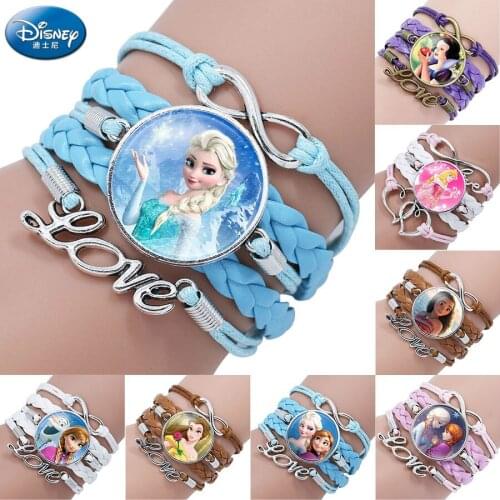 Original Disney Princess Cartoon Bracelet Lovely Wristand Girl Gift Clothing Accessories Bangle Kid Make Up Jewelry Crafts