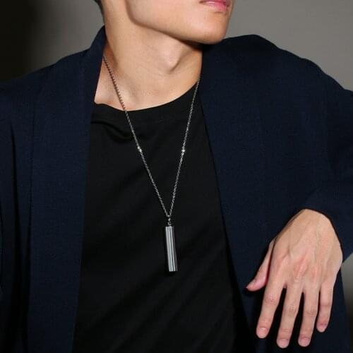 Simple Hollow Tube Memorial Ashes Urn Pendant Necklaces for Men,Stainless Steel Keepsake Perfume Holder Accessory