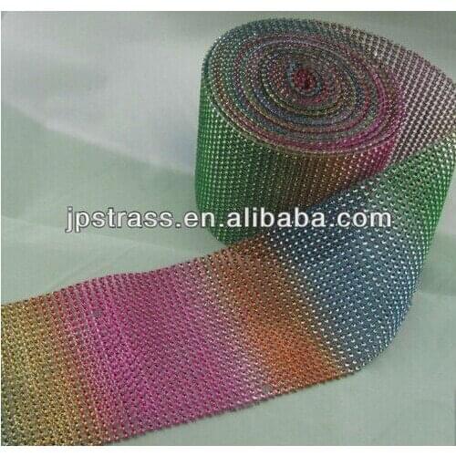 Rainbow color of plastic chain rolls without stone 3mm 10 yards each roll factory directly sale shiny decoration