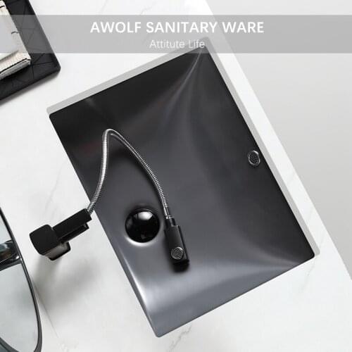 Bathroom Sinks Matte Grey Black Green Ceramic Vessel Under Counted Washing Basin Bowl With Drain Soft Hose Modern Sink AM923