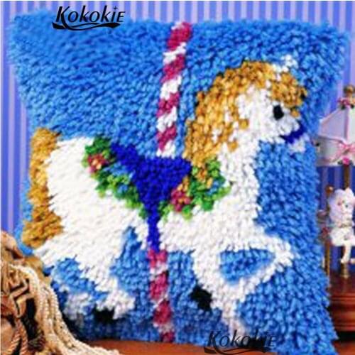 Diy pillowcase embroidery thread latch hook pillow cartoon Patchwork Pillowcase latch Needlework Cross-stitch carpet