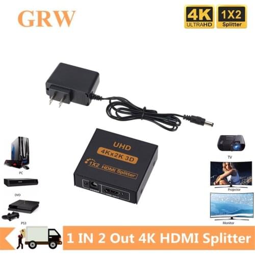 Grwibeou 4k HDMI Splitter 1 input 2 output Full HD 1080p Video HDMI Splitter Switcher 1X2 Split 1 in 2 Out For HDTV DVD