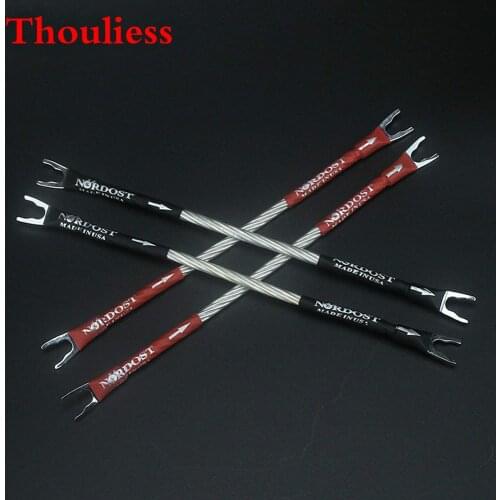 Thouliess 4pcs Hi-End CMC Pure Red Copper Yspade Nordost Odin 7N OFC Silver Plated Jumper Audio Cable HIFI Speaker Jumper Cables