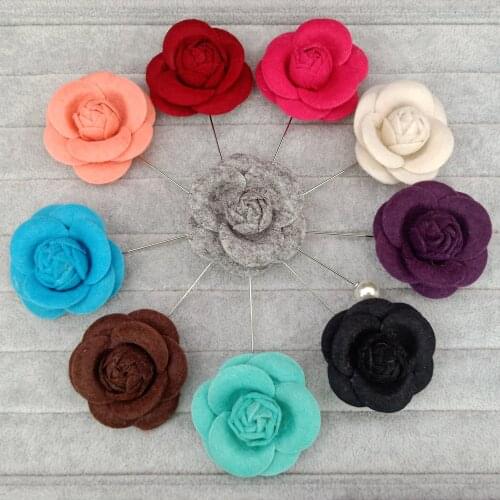 Fabric Flower Brooch Pin for Ladies Cloth Art Pearl Cardigan Shirt Shawl Lapel Pin Coat Badge Jewelry Clothing Accessories