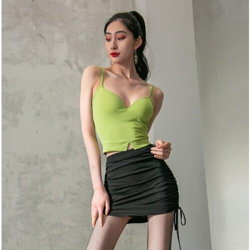 Latin Dance Tops Women Sexy Underwear Vest Chest Pad Professional Latin Practice Clothes New Summer Training Clothing DWY5607