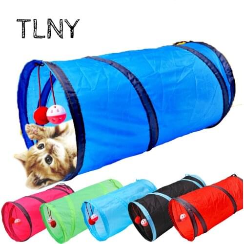 TLNY Cat Tunnel Toy Channel Tube Funny Pet 2 Holes Play Tubes Balls Collapsible Crinkle Kitten Toys Play Interactive Cat Toy