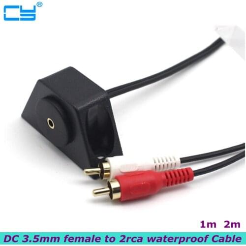 New 2m DC 3.5mm female to 2rca male instrument panel waterproof installation audio cable, suitable for ships, cars, trucks