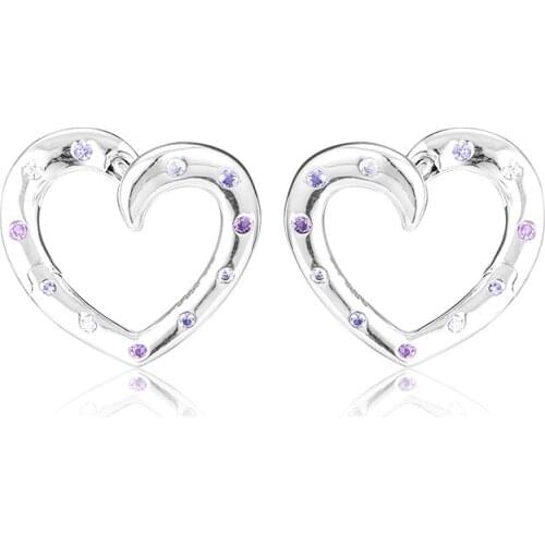 Bright Hearts Hoop Earring with Mixed CZ 100% 925 Sterling-Silver-Jewelry Free Shipping