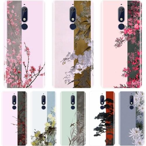 Back Cover For Nokia 2.1 3.1 5.1 6.1 7.1 Plus Soft Silicone Chinese Flower China Pink Phone Case For Nokia 7.1 6.1 5.1 3.1 2.1