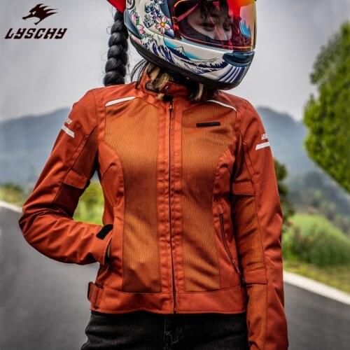 LYSCHY Motorcycle Jacket Women 3D Mesh Breathable Anti-fall Motorcycle Racing Jersey with 5pcs CE Certification Protective Pads