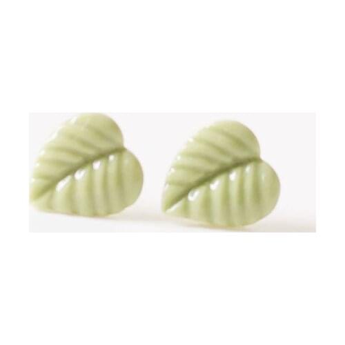 SEA MEW 1 Pair Fashion Ceramic Leaf Stud Earrings Ceramic Earrings For Women Girl Gift