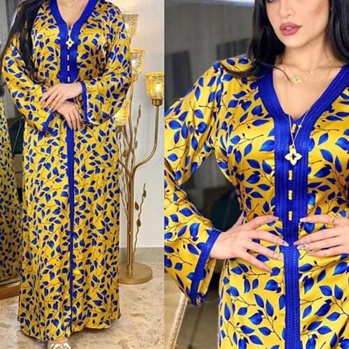 Dubai Turkey Muslim Boho Dress 2021 Women African Print Long Sleeve Dresses Elegant Ladies Wedding Party