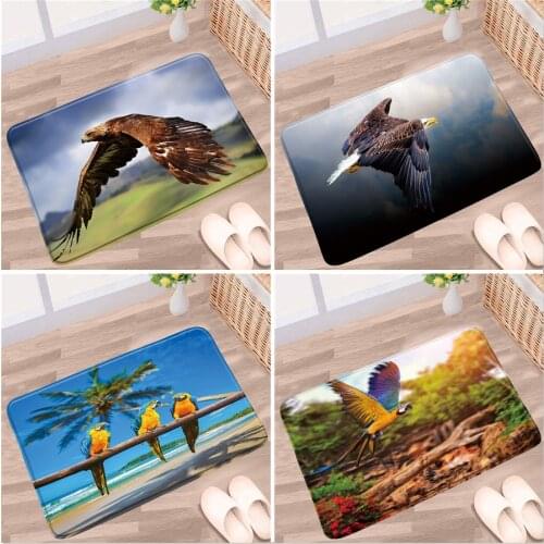 Animals Bathroom Mat Bird Eagle Parrot Ocean Forest Plants Landscape Non-slip Rugs Kitchen Bath Entrance Aisle Doormat Carpets