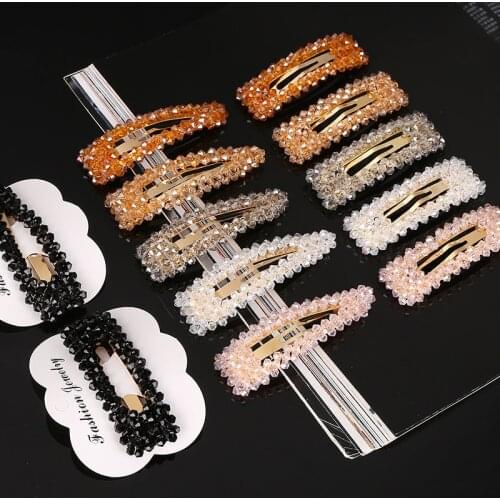1PCS Korea Rhinestone Snap Hair Clips Crystal Hairpins Geometric Rectangle Hair Styling Tools Accessories 2020 New Hairgrips