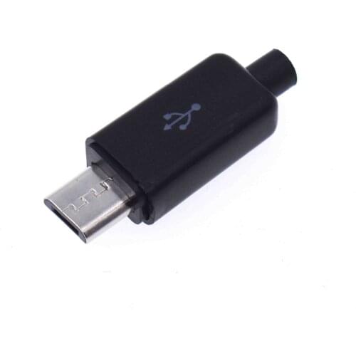 10sets DIY Micro USB Male Plug Connectors Kit w/ Covers Black
