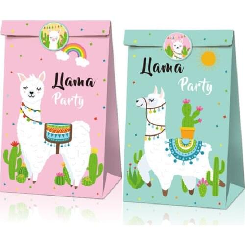 12pcs candy gift bag Alpaca Llama Cactus Theme boy girl 1st first 2nd Birthday baby shower Mexican Fiesta Party decoration favor