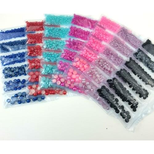 1440pcs/bag Mix Size 2mm-7mm ABS Imitation Pearls Flatback Nail Art Rhinestones 3D For Crafts Decorations