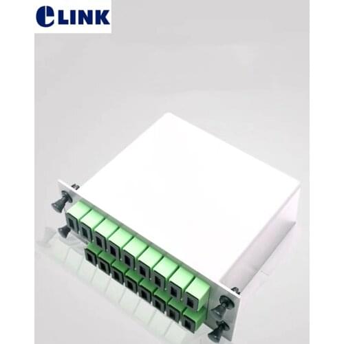 2pcs 1x16 LGX box fiber Splitter GEPON FTTH SM SC/APC 1*16 PLC optical coupler Cassette Telecom GPON ELINK Plannar waveguide