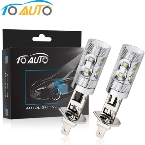 2pcs H1 LED Bulbs Car Fog Lamp 12V LED Chips 60W Auto Lamp 6000K White Replacement for Car lights