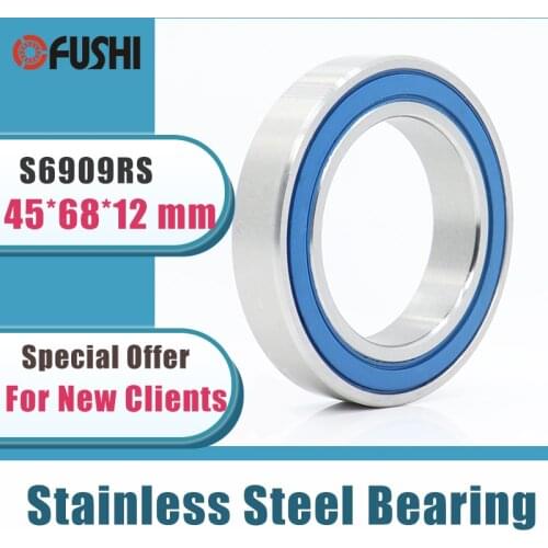 2PCS S6909RS Bearing 45*68*12 mm ABEC-3 440C Stainless Steel S 6909RS Ball Bearings 6909 Stainless Steel Ball Bearing