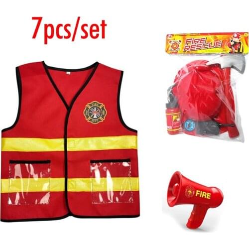2021Umorden Kids Firefighter Cosplay Little Fireman Firemen Costume Uniform for Child Halloween Carnival Party Costumes for Boys