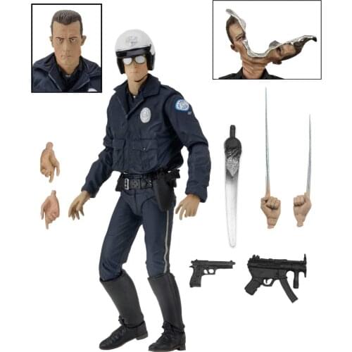 7‘’NECA Motorcycle Cop Terminator T-1000 figure Judgment Day Arnold Schwarzenegger Action Figure Model Toy Gift