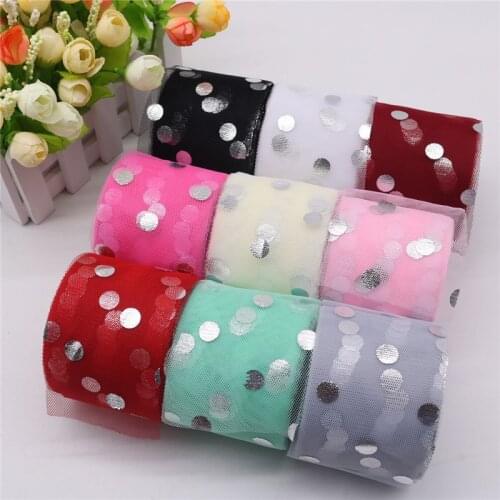25 Yard Silver Dot Sequin Tulle Roll DIY Craft Tutu Skirt Wedding Party Decoration Organza Hair Accessories Baby Shower Supplies